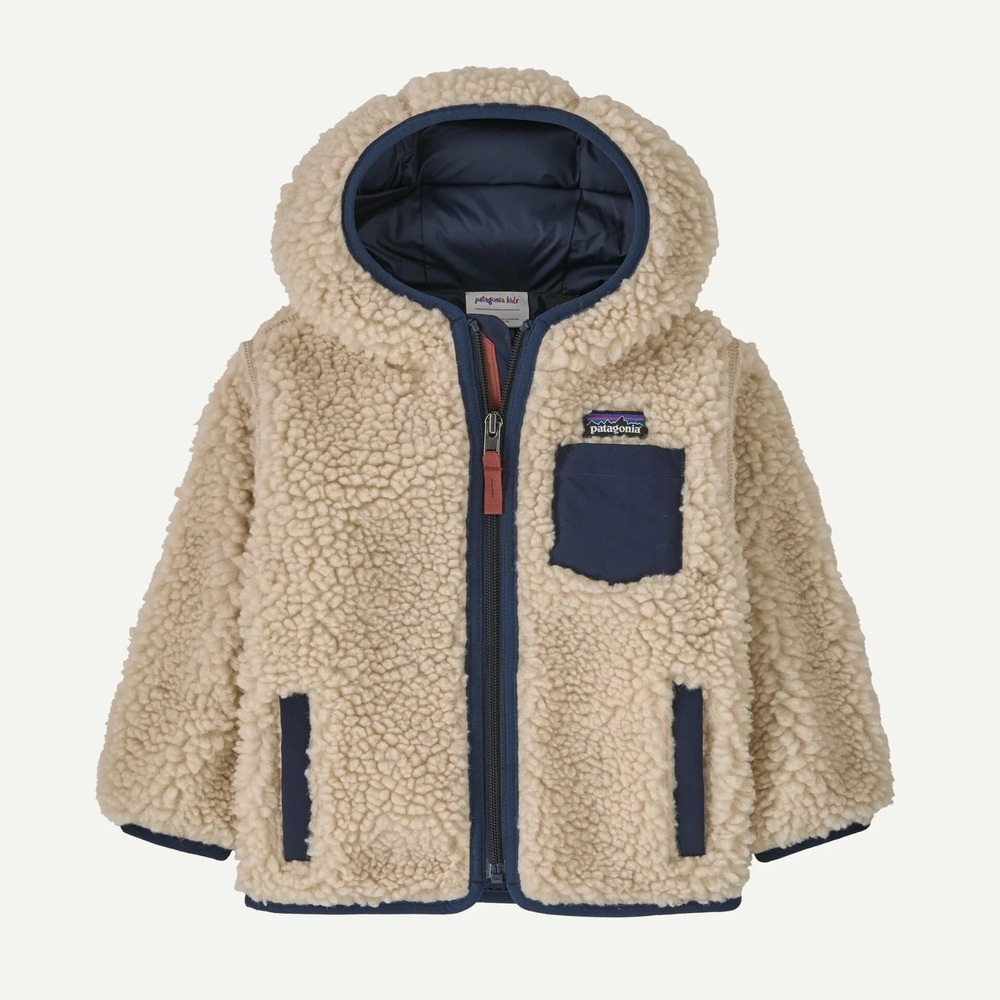 Patagonia Baby Retro-X Hoody in Dark Natural with New Navy Trim Size 3T